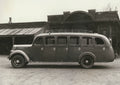Black-and-white photograph of a vintage Mount Buffalo National Park motor coach from around 1930